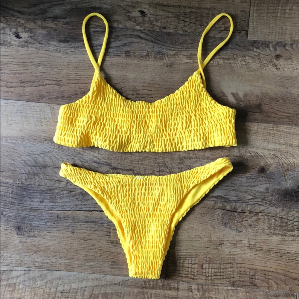 Yellow smocked bikini